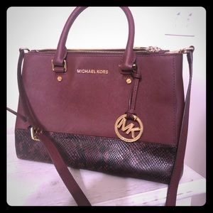 Michael Kors burgundy and python Hamilton